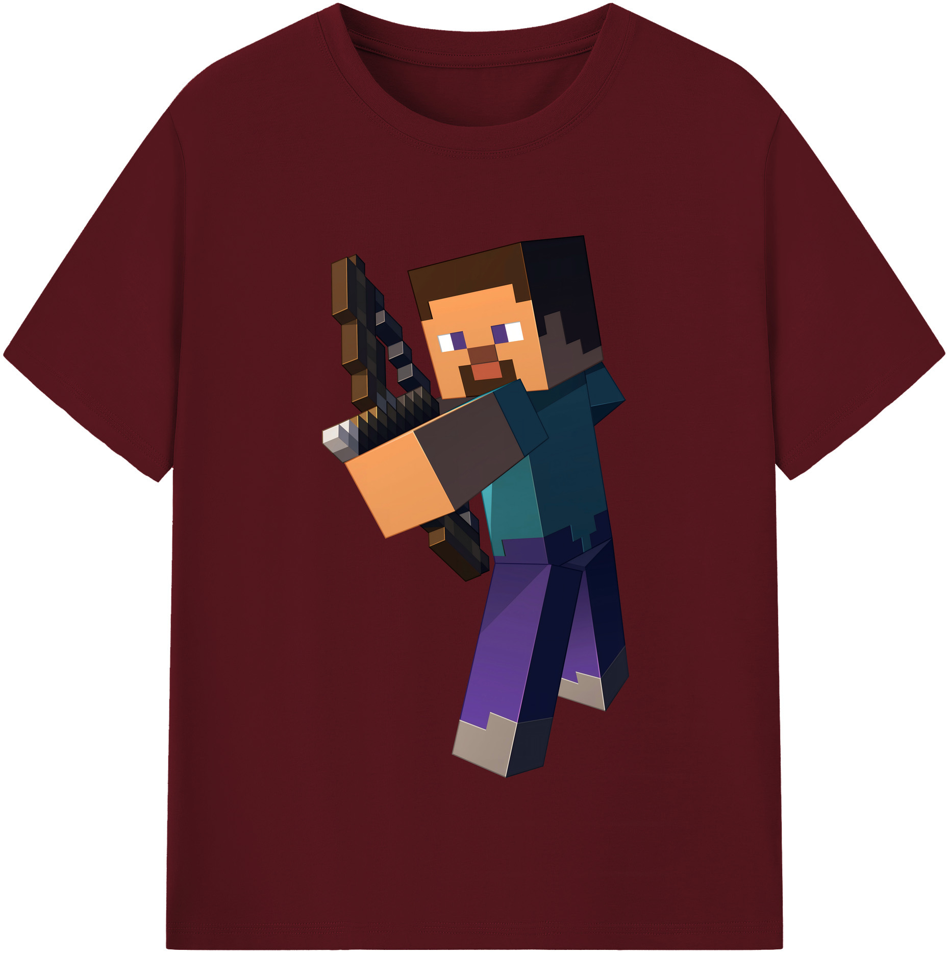 （画像用） マインクラフト ブロックの世界 Minecraft MC Block world 綿100％半袖Tシャツ（フロントプリント）